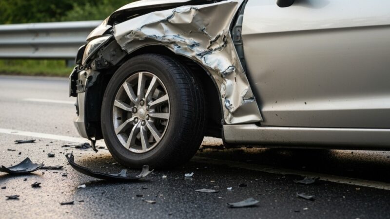 Motocyklista zderzył się z ciężarówką w Jeleśni – drogi zablokowane, śmigłowiec w akcji