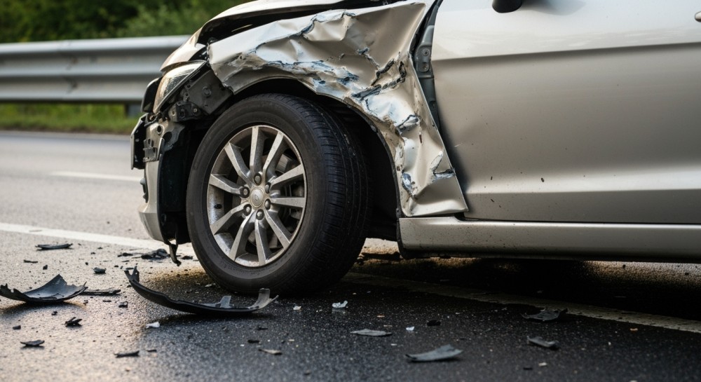 Motocyklista zderzył się z ciężarówką w Jeleśni – drogi zablokowane, śmigłowiec w akcji
