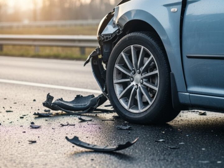 Wypadek na DK81: Ford zderzył się z motocyklem, dwie osoby ranne