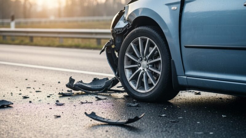 Wypadek na DK81: Ford zderzył się z motocyklem, dwie osoby ranne