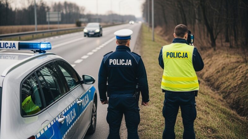 Koparka na drodze: 65-latek bez uprawnień i z wyciekiem płynów